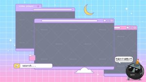 电脑窗口界面复古趣味流行边框海报横幅封面排版边框PSD模板素材-设计猿