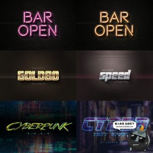 100款赛博朋克风格霓虹灯故障效果文字特效图层样式PSD模板素材-设计猿