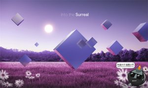 梦幻超现实主义科幻3D几何图形抽象艺术主视觉场景海报图PSD素材-设计猿