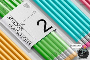 铅笔套装透明包装塑料袋文具产品贴图效果展示样机PSD模板PS素材-设计猿