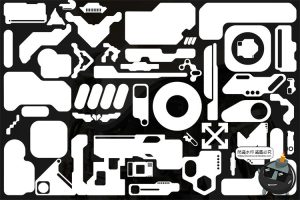 赛博朋克潮流抽象异形磨砂玻璃特效智能贴图样机PSD模板PS素材-设计猿