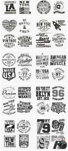 复古经典字母数字徽标徽章服装T恤潮流印花图案装饰画AI矢量素材-设计猿