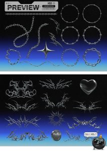 地下小众酸性3D金属镀铬不规则Y2K抽象图形PNG免抠图片元素素材-设计猿