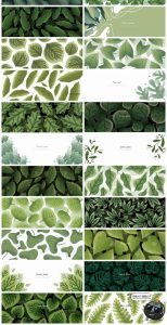 植物小清新绿叶花卉春天边框手绘图案装饰背景AI矢量JPG图片素材-设计猿