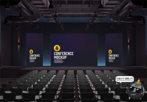 产品发布会论坛讲座演示大厅荧屏展览展示贴图样机PSD模板PS素材-设计猿