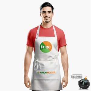 奶茶餐饮咖啡店厨房厨师围裙工作服模特展示效果样机PSD模板素材-设计猿