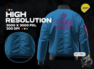 飞行员保暖夹克衫拉链外套上衣模型立体智能贴图样机PSD模板素材-设计猿