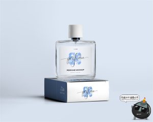 男士古龙香水喷雾美妆玻璃瓶子透明产品包装贴图样机PSD模板素材-设计猿