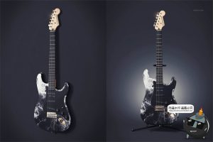 摇滚音乐电吉他乐器外观涂装图案效果展示白膜样机PSD模板PS素材-设计猿