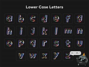 透明3D彩虹渐变彩色玻璃水晶视觉英文字母数字字符PNG免抠图素材-设计猿