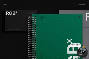 潮流物料LOGO标志办公文具档案袋文件夹名片信纸PSD模板样机素材-设计猿