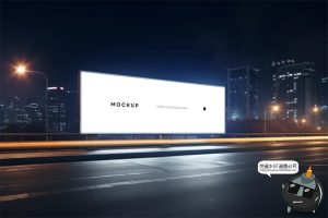 城市夜景户外街道大屏发光灯箱广告牌样机效果图展示PSD模板素材-设计猿