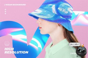 海洋蓝色梦幻波浪抽象艺术光泽液体渐变背景包装底纹JPG图片素材-设计猿