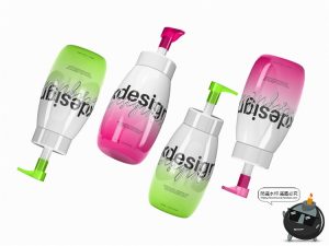 洗手液洗洁精皂液按压塑料瓶泵瓶logo贴图外包装样机PSD模板素材-设计猿