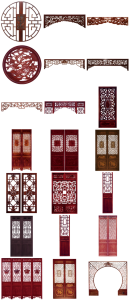 古典家具桌凳椅子门窗户中国复古风古董PNG免抠图片后期设计素材-设计猿