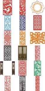 传统古典中国风窗花窗格木屏风隔断装饰元素图片PNG免抠透明素材-设计猿