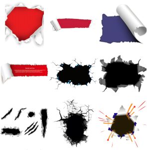 爆裂裂痕破裂特效效果纸张撕纸墙壁破洞PNG免抠图片PS后期素材-设计猿