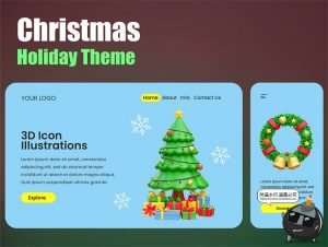 萌趣卡通3D立体圣诞节新年icon图标形插图APP UI插画PNG免抠素材-设计猿