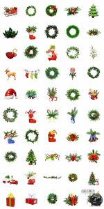 卡通圣诞节3D趣味雪人礼物帽子花圈装饰插图插画PNG免抠图片素材-设计猿