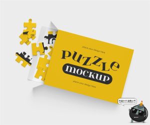 长方形拼图方块玩具模型品牌平铺展示智能贴图PSD模板样机PS素材-设计猿