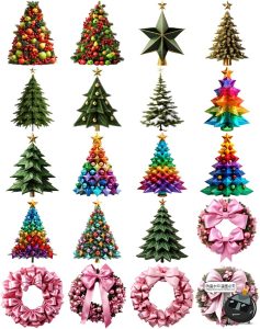 圣诞节3D装饰元素树木姜饼小人礼物雪花拐杖糖果PNG免抠图片素材-设计猿