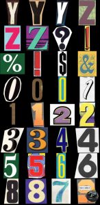 复古英文字母数字拼贴插图插画剪贴画装饰图png免抠图PSD模板素材-设计猿