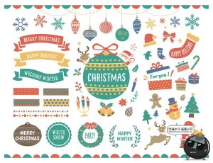 手绘可爱卡通圣诞节新年元素装饰免抠PNG透明图片AI矢量手账素材-设计猿