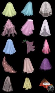 唯美白色婚礼婚纱网纱头纱巾头纱图案后期装饰PNG免抠透明PS素材-设计猿