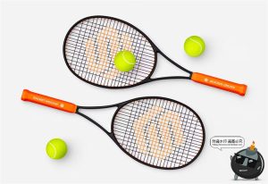 网球拍训练球拍线logo标识贴图模型智能展示效果图PSD样机PS素材-设计猿