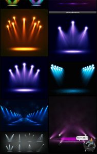 舞台灯光聚光灯光束射灯发光夜店元素效果特效海报背景AI矢量素材-设计猿