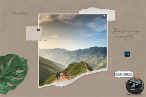 拍立得情绪版照片相片相纸撕纸边缘样机贴图效果展示PSD模板素材-设计猿