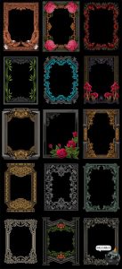 欧式复古巴洛克暗黑风装饰边框花边底纹纹理框架图案AI矢量图素材-设计猿