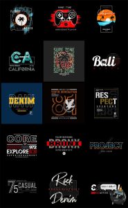 经典美式复古字母数字潮流服饰T恤卫衣印花装饰图案AI矢量图素材-设计猿