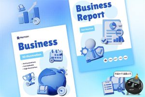 立体商业营销总结汇报创意3D卡通icon图标PNG免抠PSD+Blend素材-设计猿