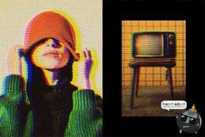复古VHS故障照片图像电视信号图片抖动失真特效样机PSD模板素材-设计猿