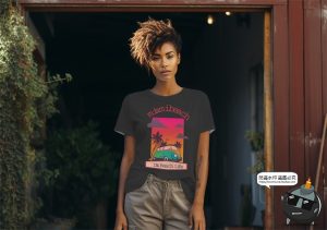 修身短袖T恤男女模特上衣服装户外街拍展示效果图样机PSD模板素材-设计猿