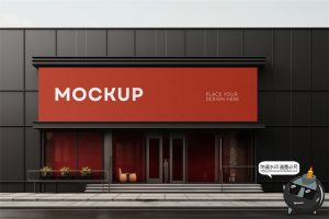 品牌专卖店铺商店门头店招广告牌效果图样机场景展示PSD模板素材-设计猿