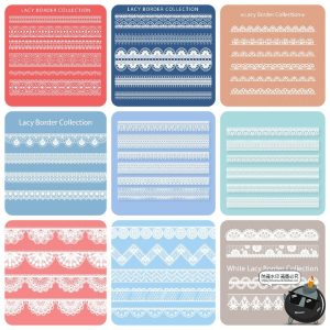 复古镂空蕾丝花边洁白丝带无缝装饰花纹边框纹样图案AI矢量图素材-设计猿