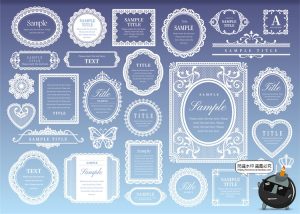 欧式复古蕾丝花纹边框花纹标题框插画手账PNG装饰美工AI矢量素材-设计猿