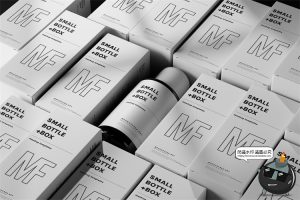 化妆品哑光精华乳液玻璃瓶包装纸盒外观智能贴图样机PSD模板素材-设计猿