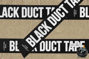 黑色绝缘胶带电工胶贴褶皱撕裂叠加纹理手账拼贴PNG免抠图片素材-设计猿