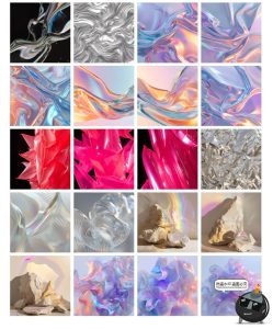 科幻艺术抽象高清镀铬水晶镭射渐变科技海报背景炫彩JPG图片素材-设计猿