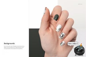 美甲店品牌甲片指甲彩绘颜色图案效果图展示样机智能贴图PSD素材-设计猿