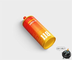 按压气喷雾喷漆压缩罐清洁剂罐铁罐瓶子品牌包装贴图PSD样机素材-设计猿