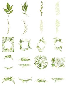 水彩手绘植物叶子小清新枝条绿色春夏海报背景PNG元素平面PS素材-设计猿