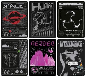 复古潮流重金属风Y2K科幻赛博朋克分层源文件海报排版AI矢量素材-设计猿