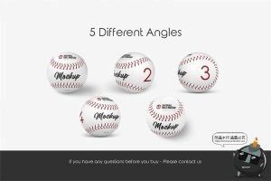 棒球模型球身球体logo标识徽标签名印花图案贴图模板PSD样机素材-设计猿