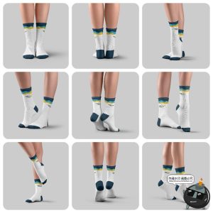 女模特长筒运动弹力中筒袜子图脚模展示效果图样机PSD模板PS素材-设计猿