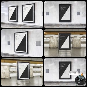 地铁轨道交通室内墙体招牌灯箱LED大屏广告海报样机PSD模板PS素材-设计猿