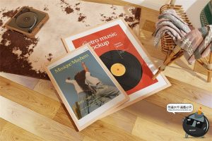 文艺原木风客厅装饰海报挂画相框画芯场景展示效果图PSD样机素材-设计猿